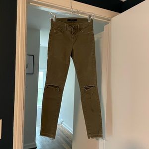 J Brand Distressed Olive Green Skinny Size 24